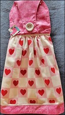 NEW Handmade 'Valentine's Day Hearts' Hanging Kitchen Hand Towel 3372