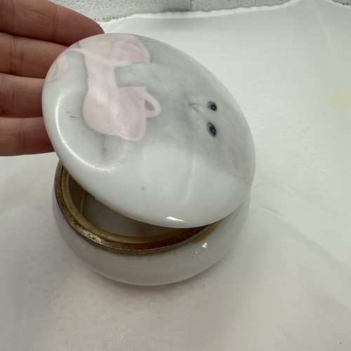 Otagiri Design by Bob Harrison Kitten Ballet Ciabatta Coperchio Trinket Box Bianco Giappone - Foto 6 di 6