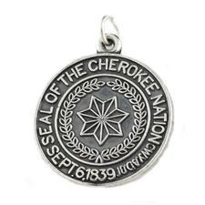 Native American Cherokee Nation Seal 925 Solid Sterling Silver Charm Pendant