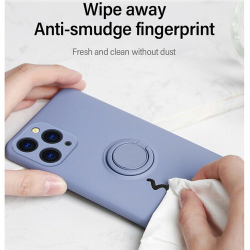 For iPhone Liquid Silicone Case With Finger Ring Holder Stand Shockproof Cover - Picture 12 of 35