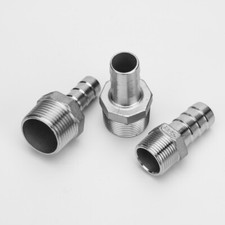 BSP 1/8"-2" Stainless Steel Male Thread Fittings x Barb Hose Tail End Connector