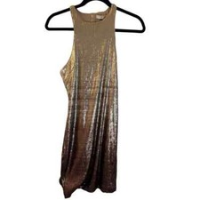 Halston Heritage sequins Bronze Ombre sleeveles mini dress size medium NWOT