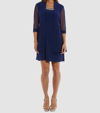 129 R M Richards Women's Blue 3/4 Sleeve Illusion Jacket Size 12 NO DRESS