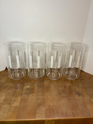 Eames Era White Geometric 6  Drinking Glasses Set 4 Excellent!