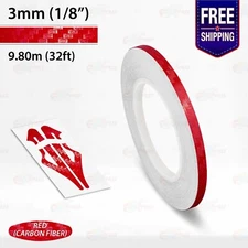 CARBON FIBER RED 1/8" PIN STRIPE Car Model Motorcycle TAPE Vinyl Sticker 3mm