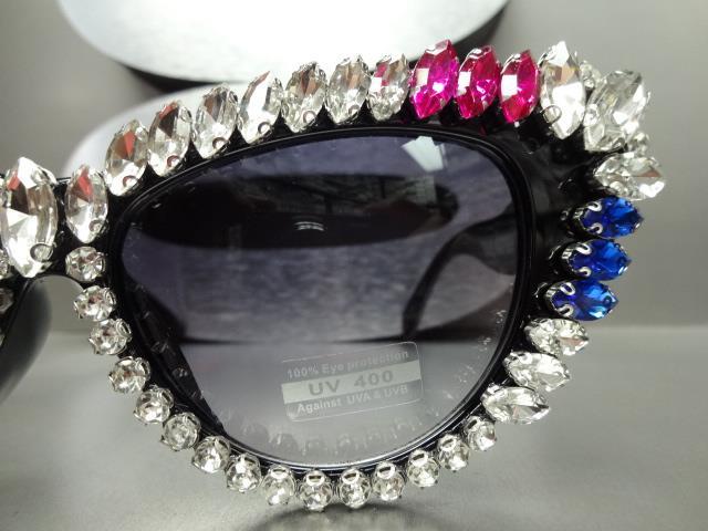 Oversized Exaggerated Retro Cat Eye SUNGLASSES Big Frame Bling Crystals HANDMADE image 5