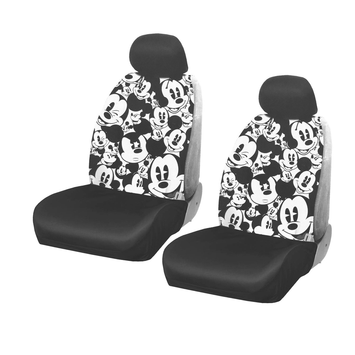 New Disney's Mickey Mouse Facial Expressions Front Pair Low Back Car Seat  Covers