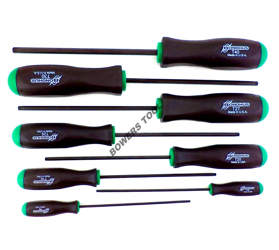 Bondhus 8pc Torx Star Screwdriver Set T40-T9 MADE IN USA 34534 High Torque Steel - Image 3 of 4