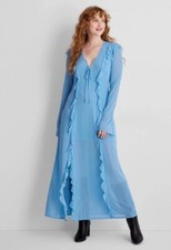 Future Collective  NEW  Woman's LS Stretch lined Maxi Dress size XS medium blue