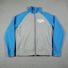 Nike Sweater Boys Large Gray Blue Full Zip Long Sleeve Sweatshirt Kids