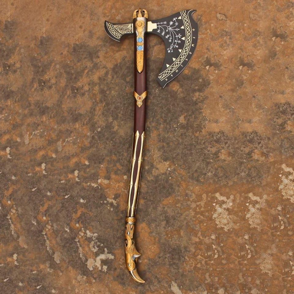Hacha de Kratos vikinga | Hacha táctica hecha a mano | Regalo para él | Decoración de camping Foto 4 de 4