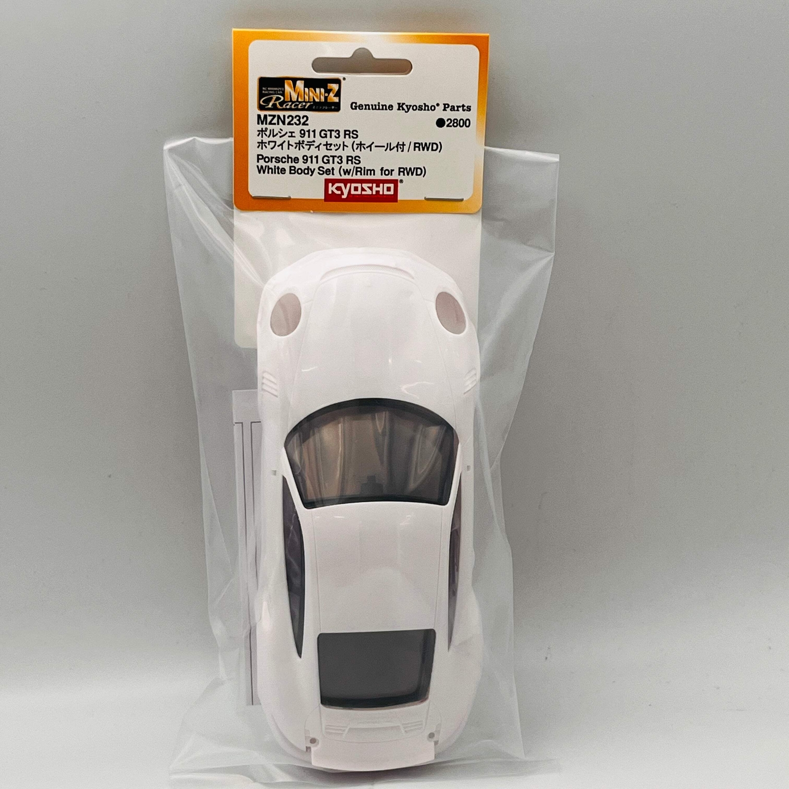 Kyosho Mini-z Racer Porsche 911 GT3 RS White Body set (w/rims) MZN232
