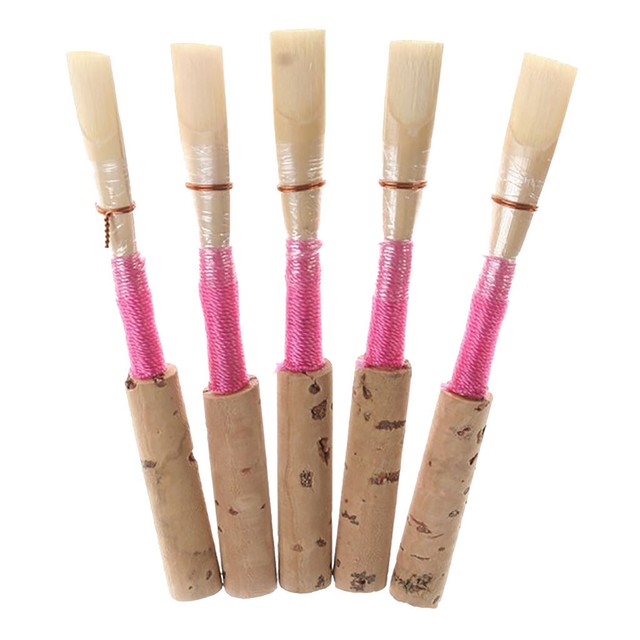 5pcs Oboe Reeds Pink Sofe w/ Plastic Box Container for Oboe Accessories