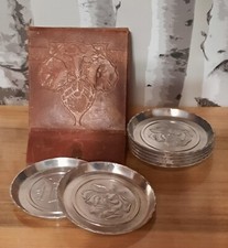 Coaster Set In Leather Covered Box, 1940s