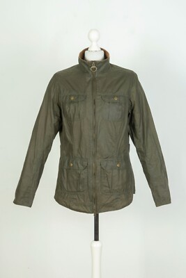 Ladies Barbour Lightweight Filey Wax Cotton Olive Jacket Size UK