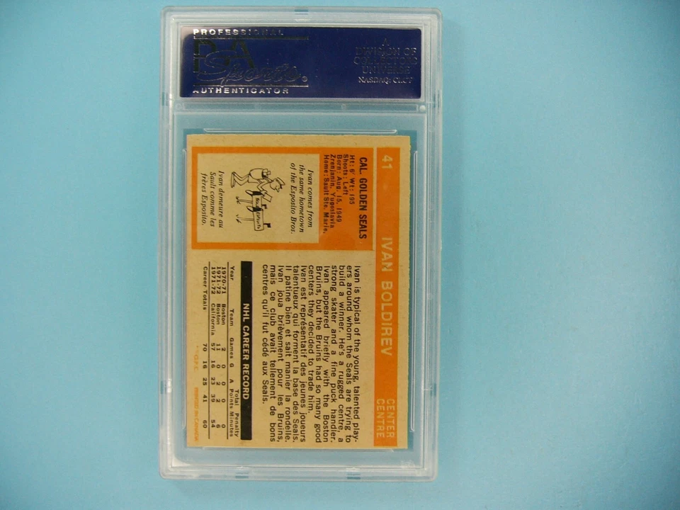 1972/73 O-PEE-CHEE NHL HOCKEY CARD #41 IVAN BOLDIREV ROOKIE RC PSA 8 NM/MINT OPC - Image 2 of 2