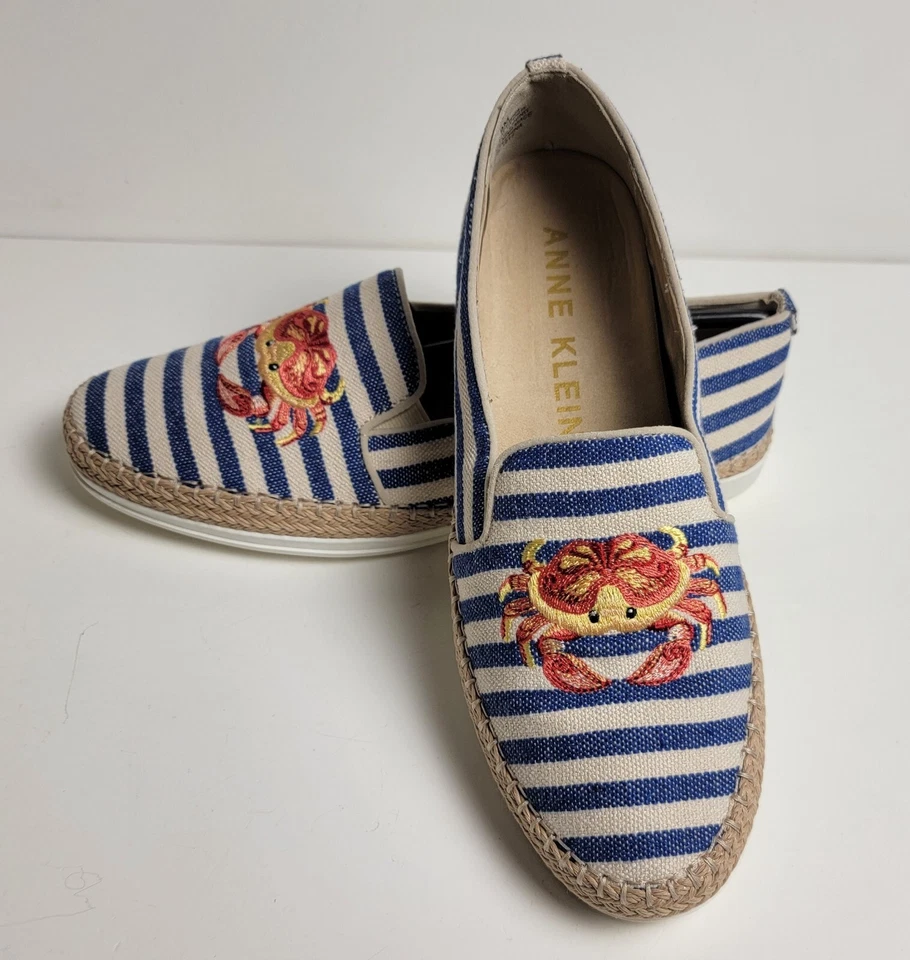Nibanne Klein Akzarenna Alpargatas Cangrejo Tiras Azul Blancas de Meter Zapatos - Imagen 2 de 4