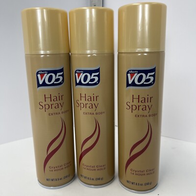 3 Pack Crystal Clear Extra Body Hair Spray by Alberto VO5 for Unisex - 8.5 oz