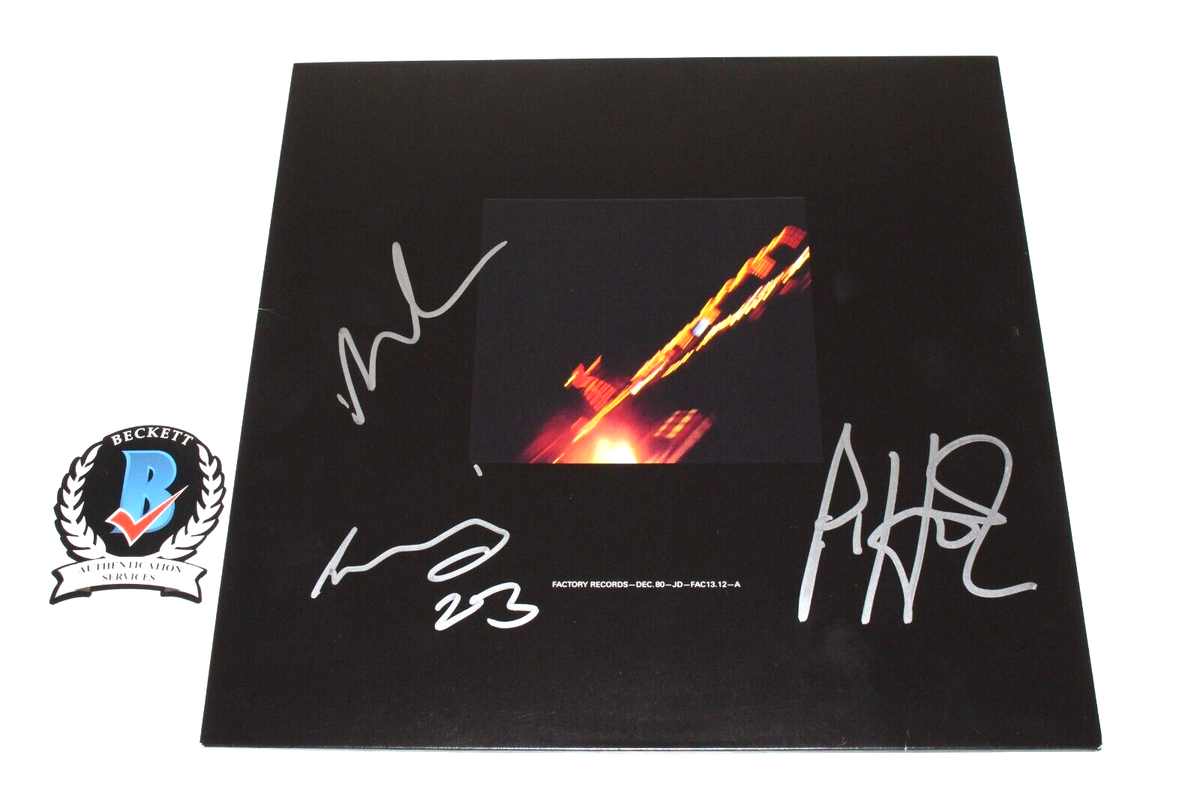JOY DIVISION BAND SIGNED TRANSMISSION VINYL RECORD x3 BECKETT COA