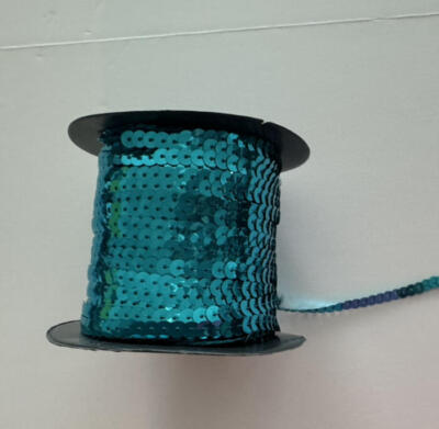 6mm By the Yard Trim Wide Flat Metallic Strung Sequins Turquoise Bling Sewing
