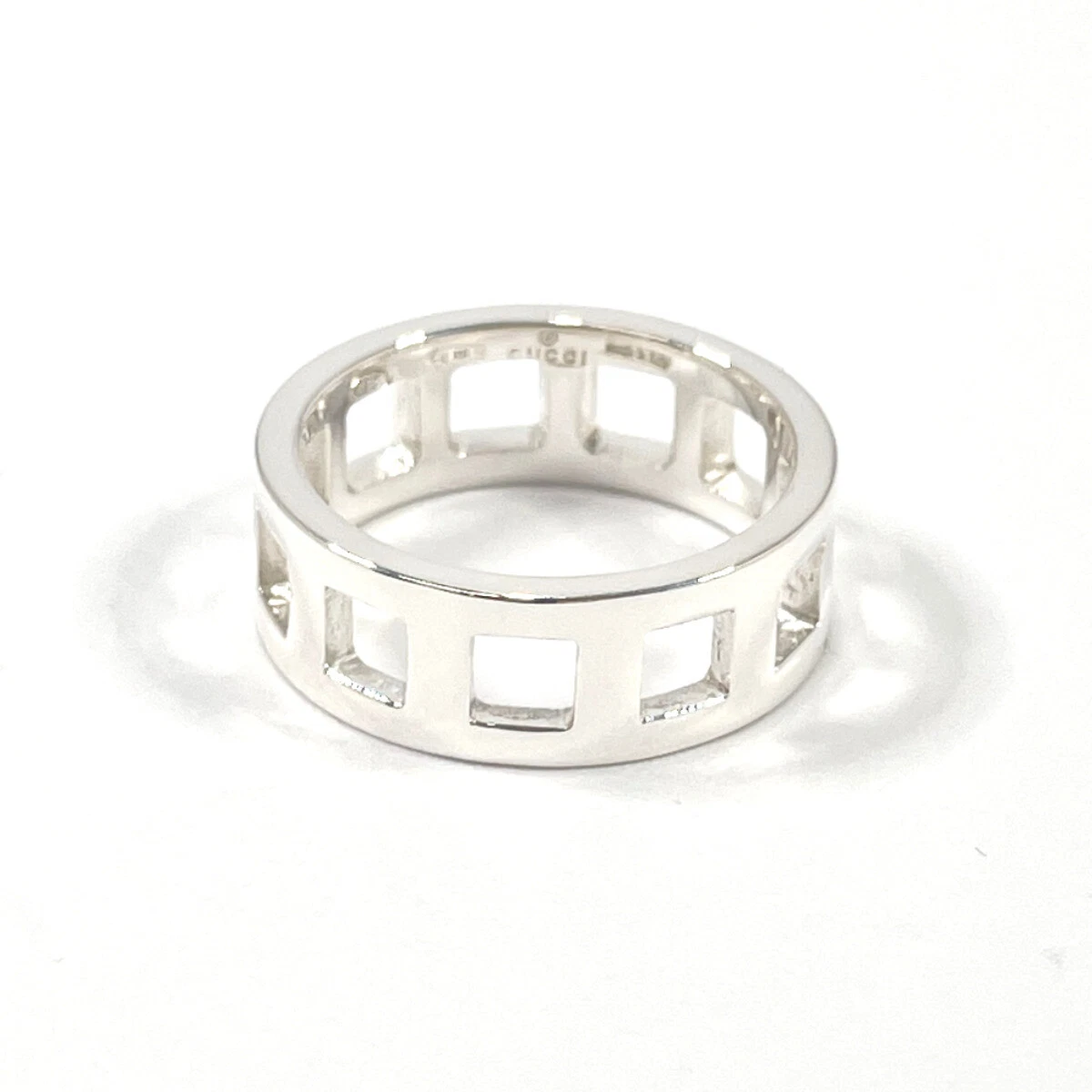 GUCCI Ring open square Silver925 US 7(US Size) Women Jewelry Accessories