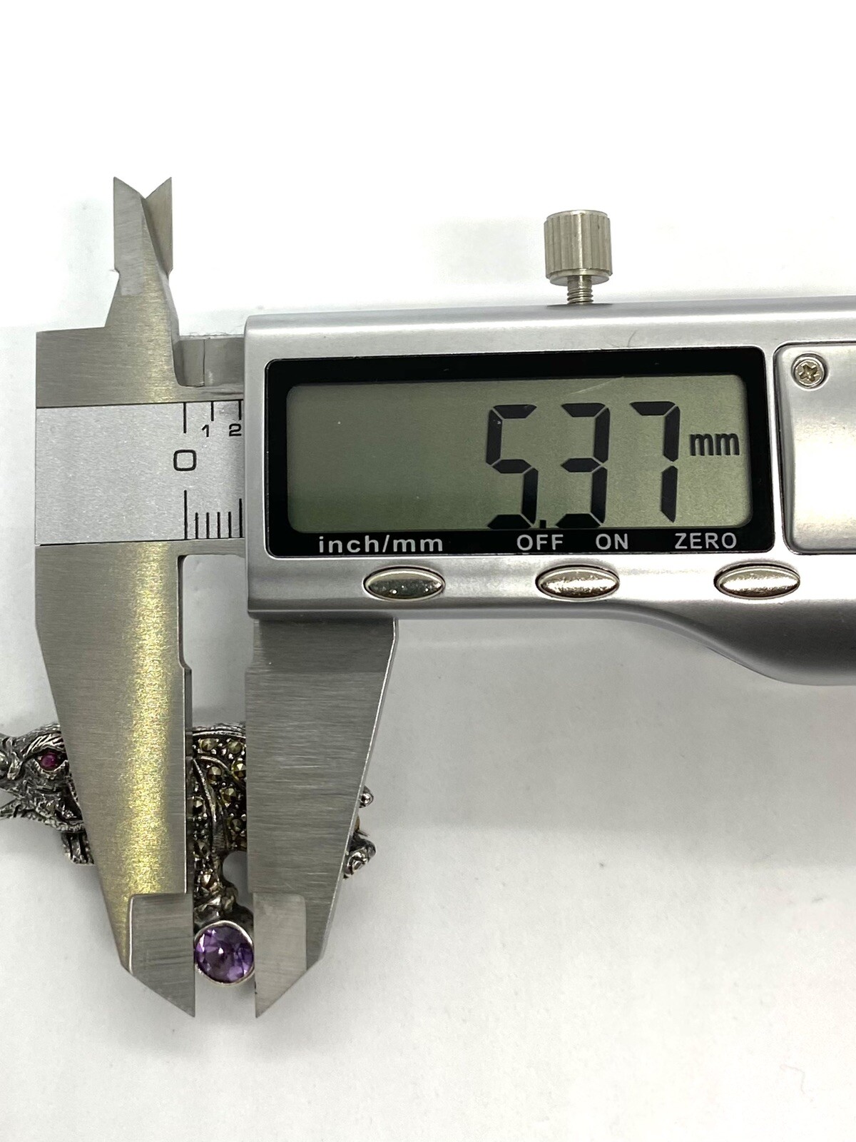 Vintage Sterling Silver Amethyst Ruby Marcasite E… - image 11