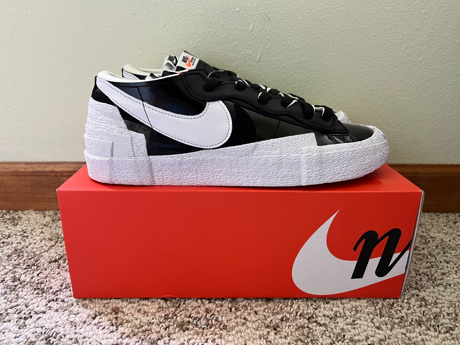 Blazer basso Sacai x Nike nero bianco taglia 10 5