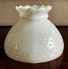 VINTAGE WHITE HOBNAIL MILK GLASS HURRICANE OIL LAMP REPLACEMENT SHADE 8" FITTER
