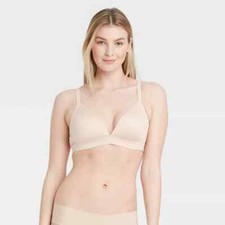 Women's Lightly Lined Wirefree Lounge Bra - Auden Beige Size 36DD
