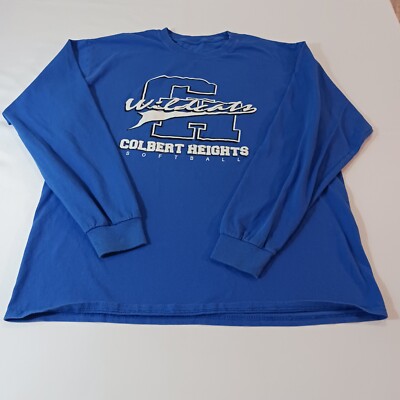 しゃつ Colbert Heights Wilcats Softball Men's Blue T-Shirt Long Sleeve