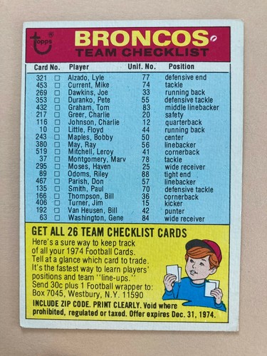 1974 Topps Football Team Checklist Pick from photos .10¢ shipping after 1st one! - Picture 46 of 211