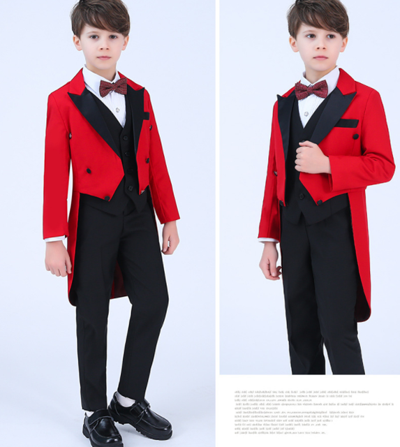 5Pcs Boys Fancy Tuxedo Costumes Formal Party Dress Suit Kids Red Set eBay