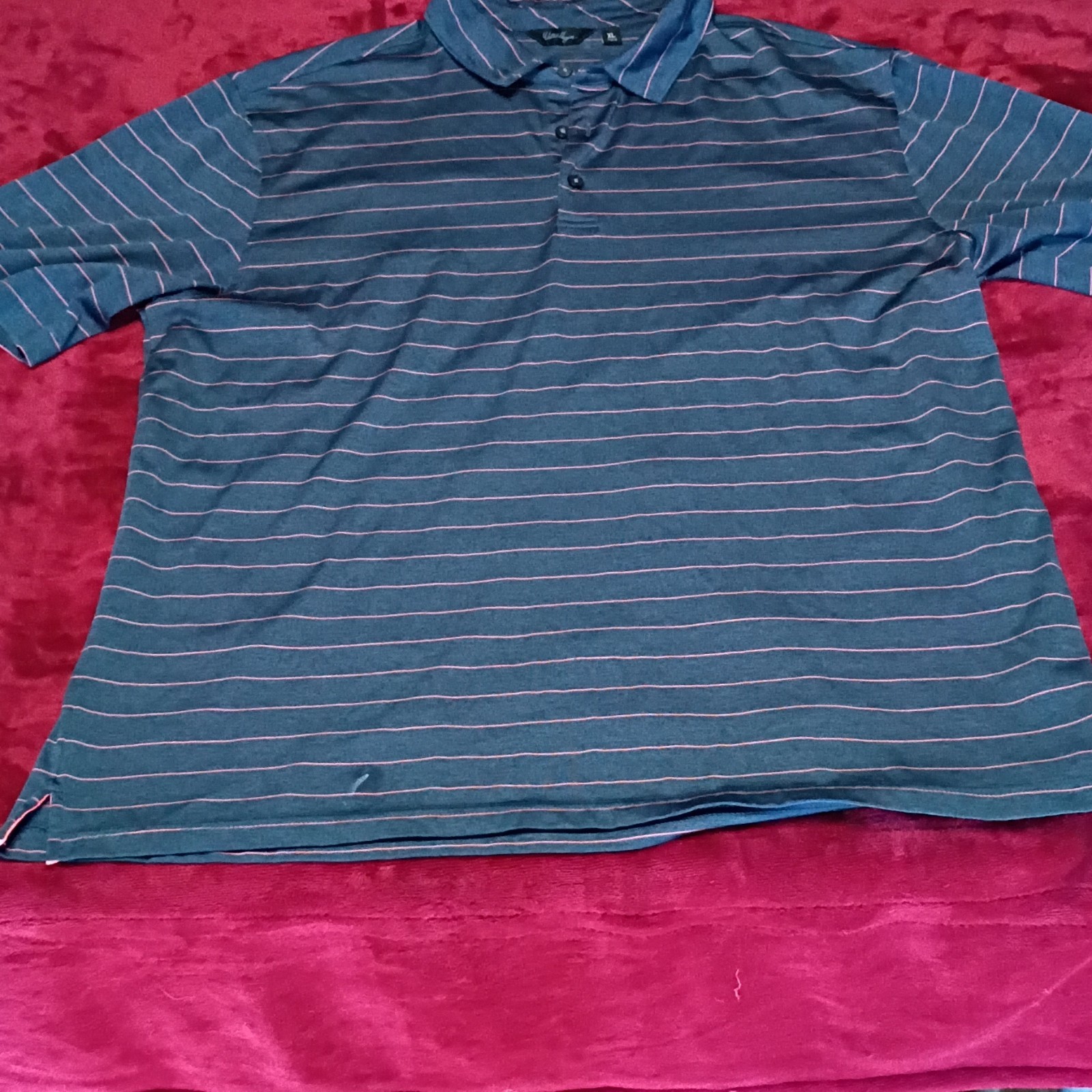 Walter Hagen XL Blue Pink Striped Golf Polo Shirt Men's Short Sleeve(0087)