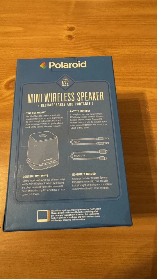 New Polaroid Mini Wireless Rechargeable Portable Bluetooth Speaker Color Blue - Image 3 of 3