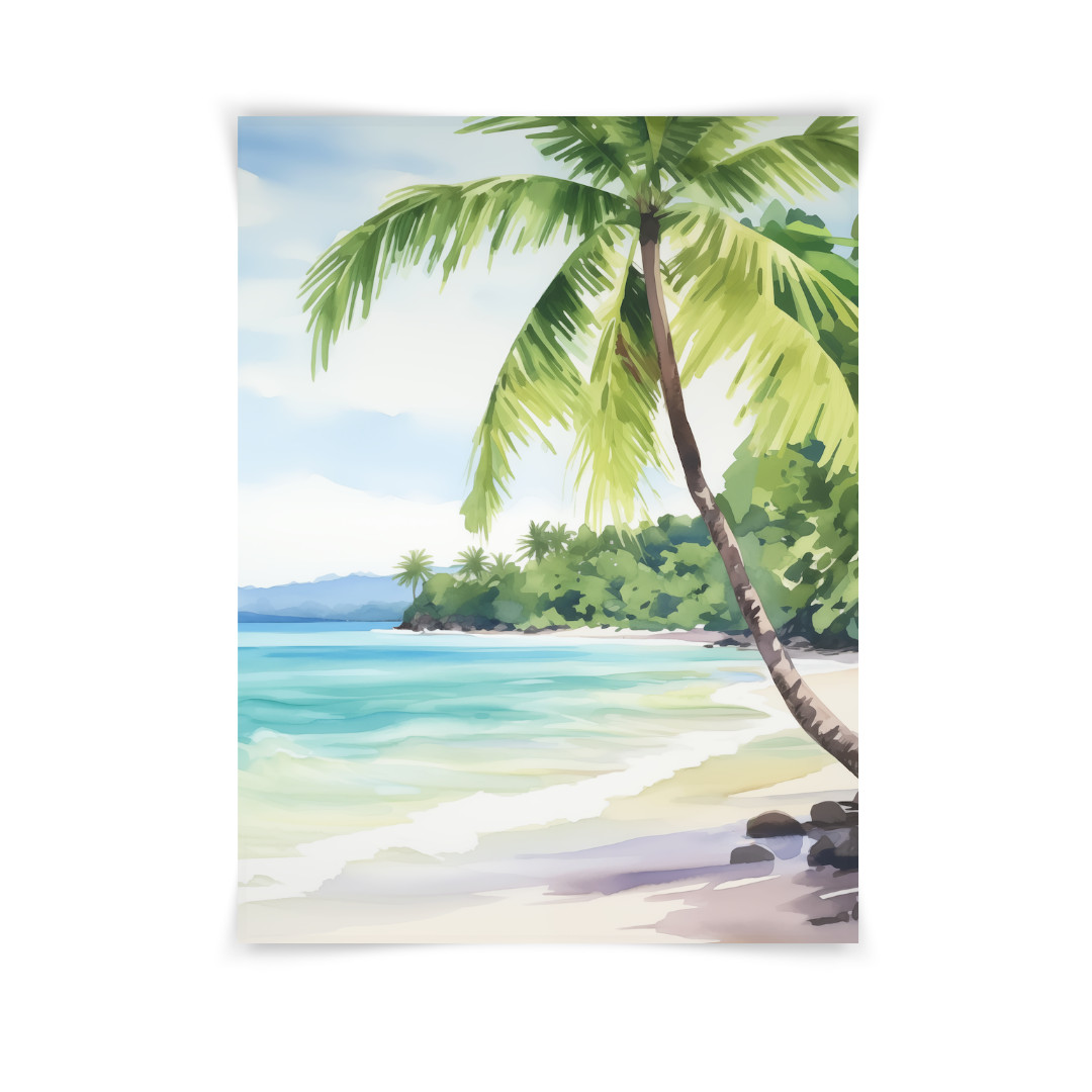 Manuel Antonio Watercolor Print, Costa Rica Tropical Beach Art