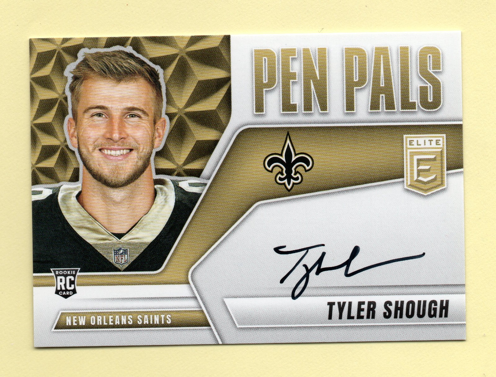 2025 Panini Elite PEN PALS Tyler Shough RC ON-CARD AUTO - NEW ORLEANS SAINTS