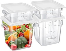 4 Pcs Food Storage Container Dough Proofing Bucket W/ Lid 2Qt 4Qt Square Dough