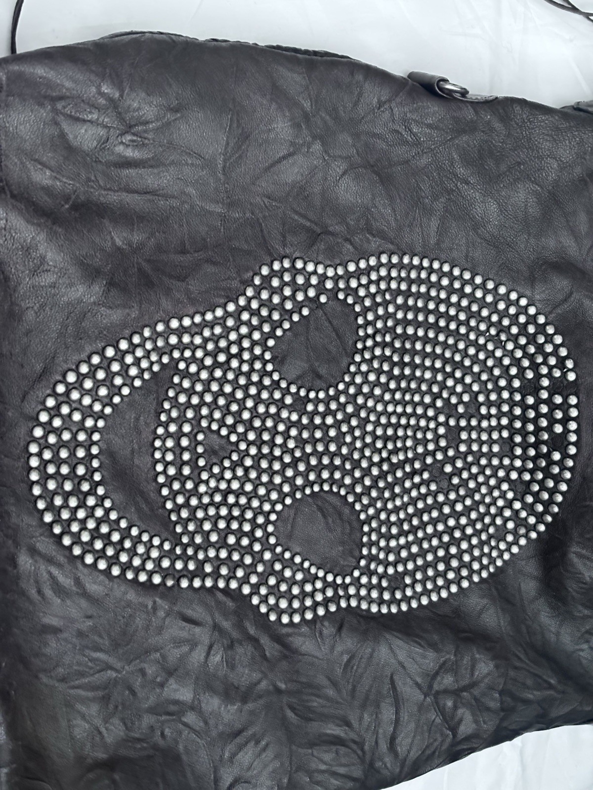Thomas Wylde Large Skull Studded Skull Leather Hobo Shoulder Bag Vintage Ladies image 5