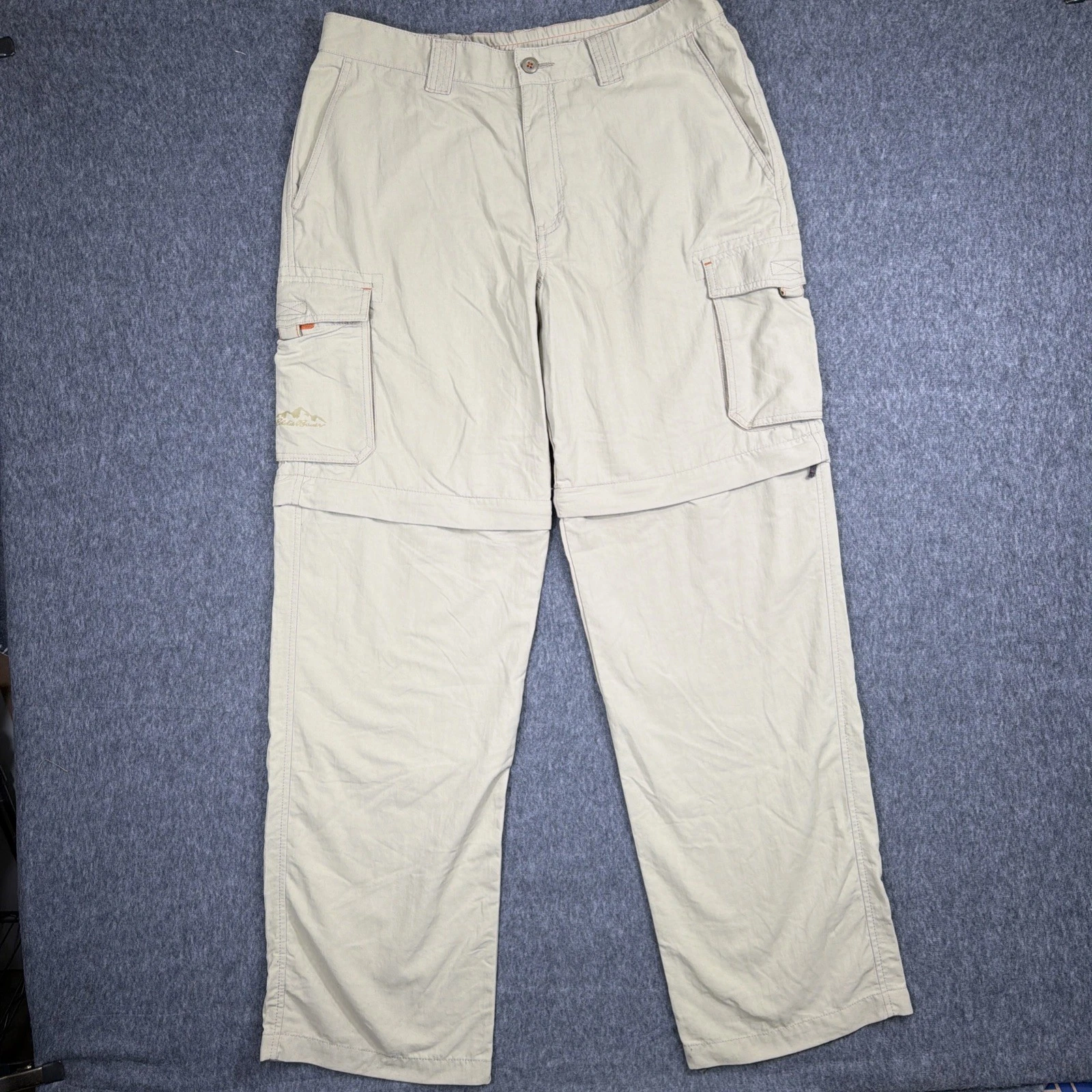 Eddie Bauer Convertible Pants Mens Size 34x34 Khaki Tan Hiking