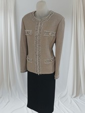 Beautiful Sy John Colture Jacket Beige Zip Closure Size 12 Made In USA
