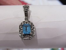 Sterling Silver & Blue tpaz Necklace - Thailand -  7.1 Gram