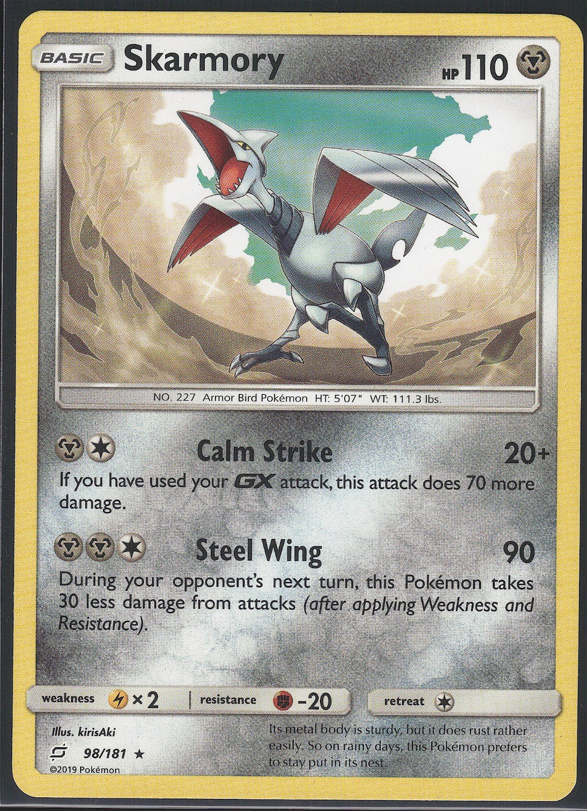 Skarmory 98/181 Rare Team Up Pokemon Lightly Played
