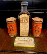 Lot Of 4 Collector’s Vintage Spice & Food Tins / Blue Ribbon Rawleigh’s Symonds