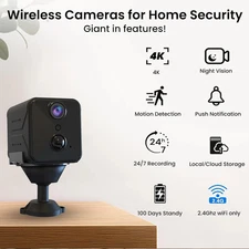 4K HD Mini Wireless Camera with Night Vision, Long Battery Life, Motion Detecti