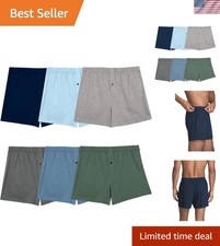 Ultimate Comfort: 6 Pack of Men's Relaxed Fit Knit Boxers - Soft  Breathable