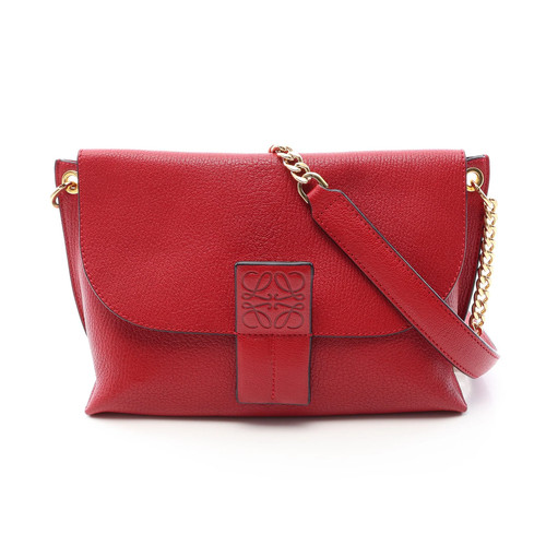 Loewe Chain Shoulder Shoulder Bag Red Leather #RCB10953