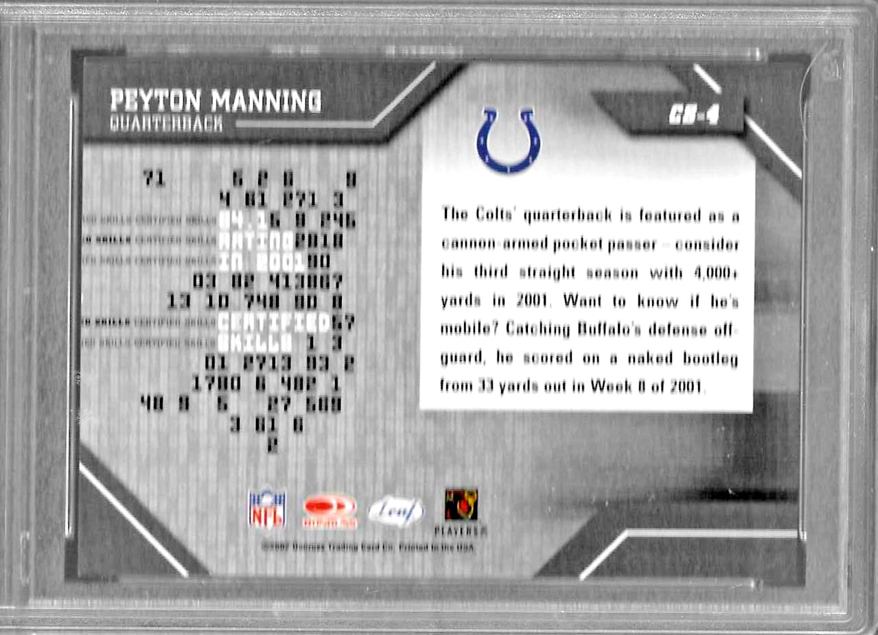 2002 LEAF CERTIFIED SKILLS FOOTBALL CARD #CS-4 HOF PEYTON MANNING PSA 10 POP 1 view 5