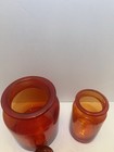 Large & Small Takahashi handblown Amberina Red Glass Canisters with Lids!! — photo 4