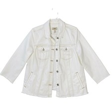 LOGO LORI GOLDSTEIN Size 14 Ecru Denim Jacket...
