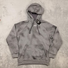 Under Armour Rival Hoodie Mens Medium Gray Printed Fleece Pullover Sweatshirt